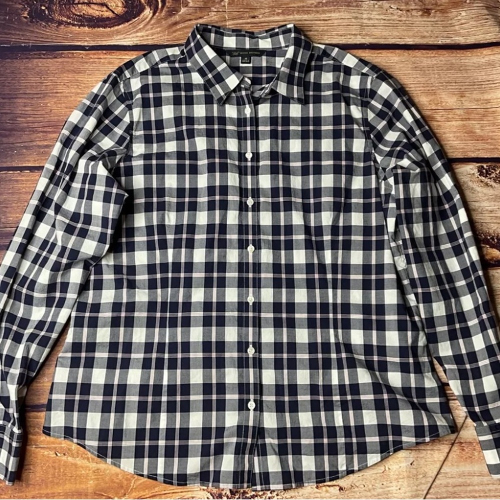 BROOKS BROTHERS 346 Mens Shirt Blue  White Plaid Button Down  Cotton Sz 16